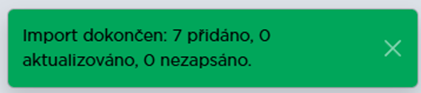 Dokončení importu - informační okno s přehledem, kolik záznamů bylo přidáno/aktualizováno.png
